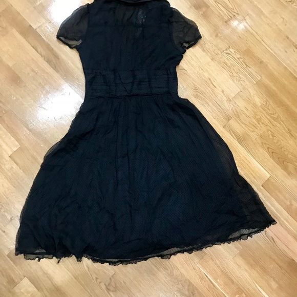 Black silk Swiss dot dress with full skirt - Picture 3 of 4